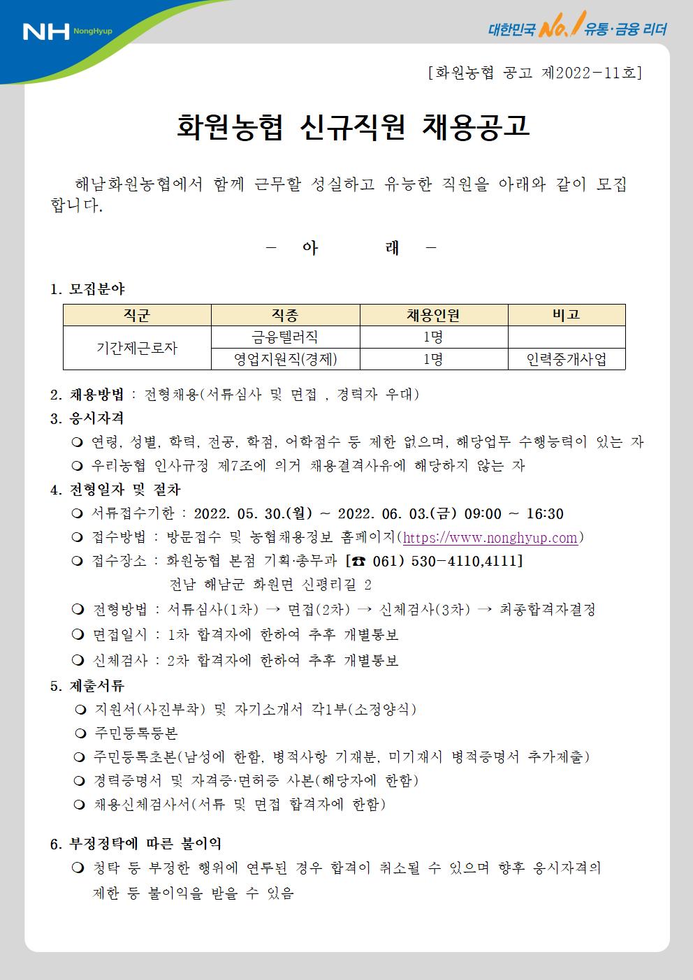 붙임1. 화원농협 신규직원 채용 공고문001.jpg
